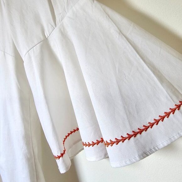 EUC MUDPIE WHITE EMBROIDERED BELL SLEEVES VINTAGE STYLE DRESS SIZE M - Picture 11 of 16